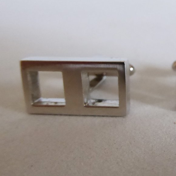 SIMON CARTER BRAND LONDON MENS SILVER METAL DOUBLE SQUARE CUFF LINKS (NEW IN BOX - Picture 9 of 9